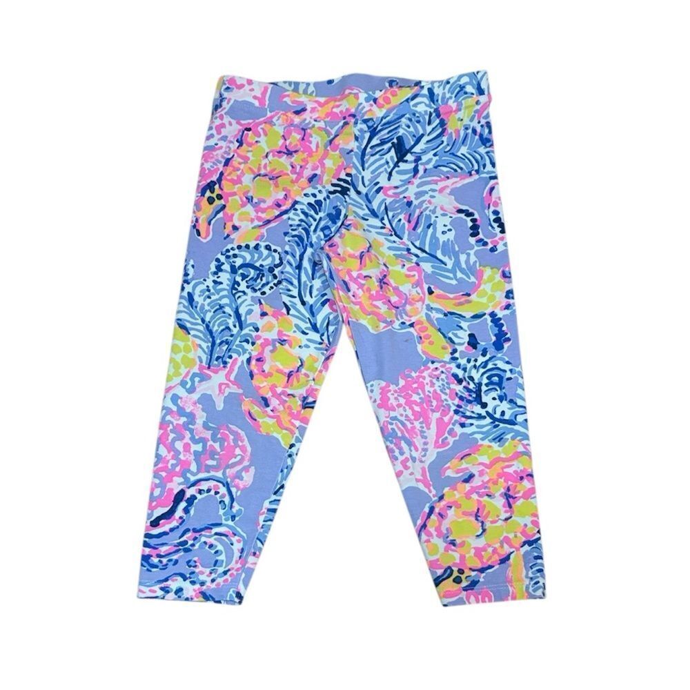 Lilly Pulitzer Girl’s Periwinkle Cropped Leggings Fan Sea Pants, Large 8-10